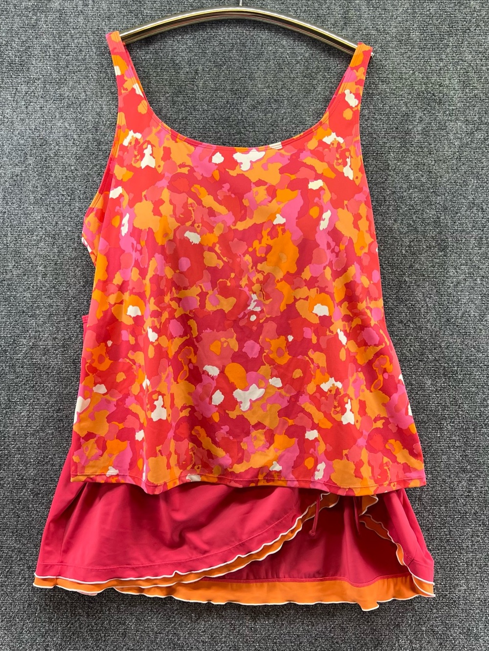 D & Co. Plus Size Tankini Swimuit 2-pc Set 24W Abstract Top & Ruched Swim Skirt